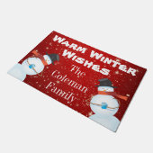 Warmer Winter wünscht Snowmen Fußmatte (Schrägansicht)