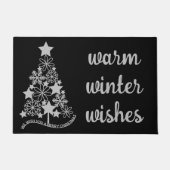 Warmer Winter wünscht Weihnachtsbaum Black Doormat Fußmatte (Vorderseite)