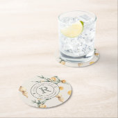 Warmer Wintergarten: Chic Watercolor Mit Monogramm Runder Pappuntersetzer (Vor Ort)