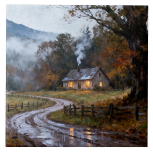 Warmeres Cottage an einem kalten Tag Fliese