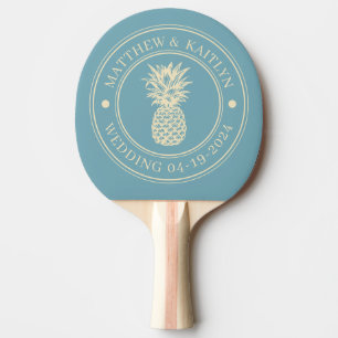 Warmes Aqua Nachmittag Ananas Hochzeitswappen & Na Tischtennis Schläger