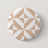 Warmes Beige Geometric Deko Cube Pattern Button (Vorderseite)