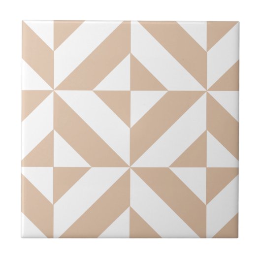 Warmes Beige Geometric Deko Cube Pattern Fliese (Vorderseite)