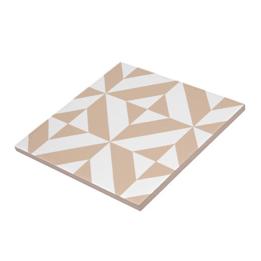 Warmes Beige Geometric Deko Cube Pattern Fliese (Seite)