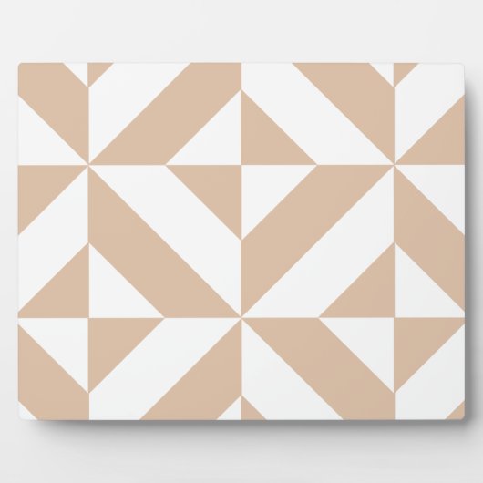 Warmes Beige Geometric Deko Cube Pattern Fotoplatte (Vorderseite)
