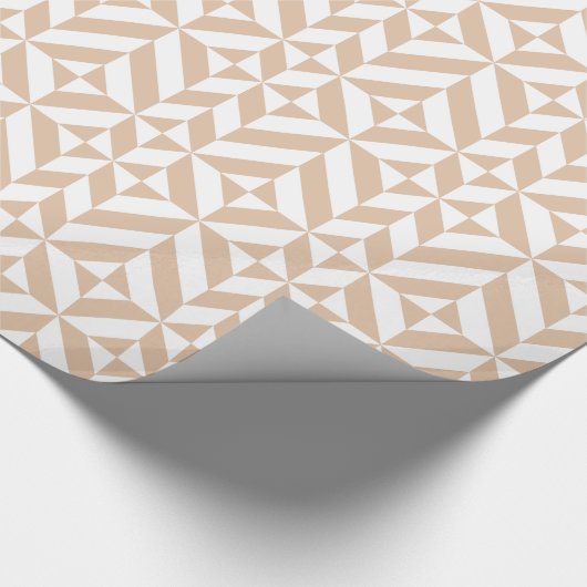 Warmes Beige Geometric Deko Cube Pattern Geschenkpapier (Ecke)