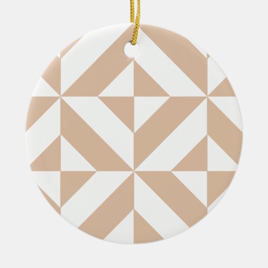 Warmes Beige Geometric Deko Cube Pattern Keramik Ornament (Vorne)