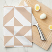 Warmes Beige Geometric Deko Cube Pattern Küchentuch (Viertel Falte)