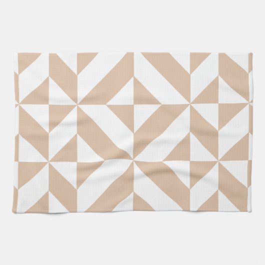 Warmes Beige Geometric Deko Cube Pattern Küchentuch (Horizontal)