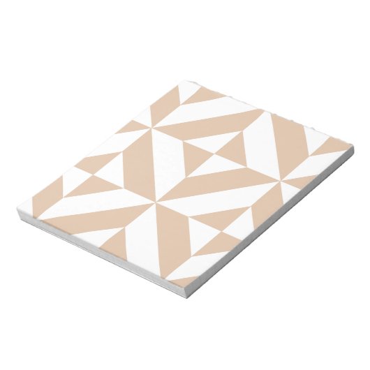 Warmes Beige Geometric Deko Cube Pattern Notizblock (Rotiert)