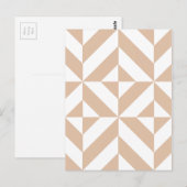 Warmes Beige Geometric Deko Cube Pattern Postkarte (Vorne/Hinten)