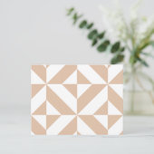 Warmes Beige Geometric Deko Cube Pattern Postkarte (Stehend Vorderseite)
