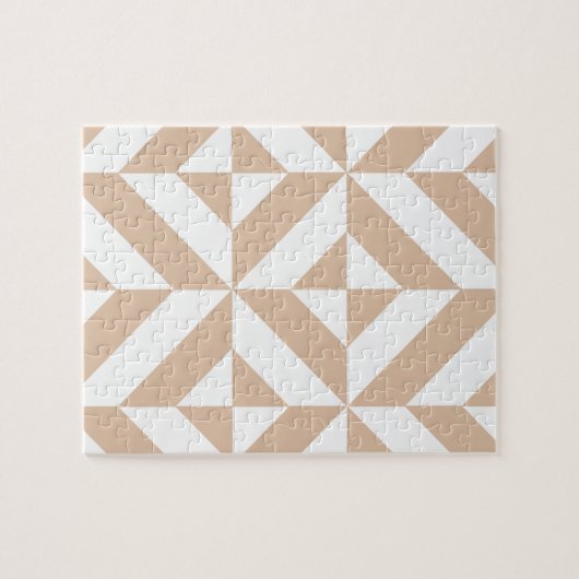 Warmes Beige Geometric Deko Cube Pattern Puzzle (Horizontal)