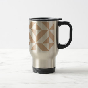 Warmes Beige Geometric Deko Cube Pattern Reisebecher