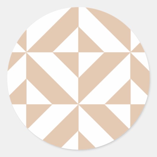 Warmes Beige Geometric Deko Cube Pattern Runder Aufkleber (Vorderseite)