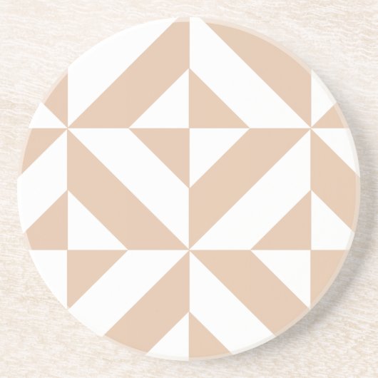 Warmes Beige Geometric Deko Cube Pattern Sandstein Untersetzer (Vorne)
