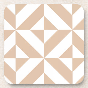 Warmes Beige Geometric Deko Cube Pattern Untersetzer