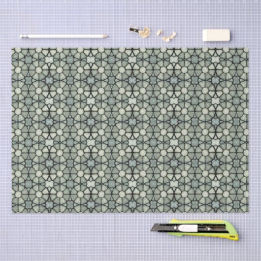Warmes Beige graues Mosaik Gemustertes Gewebe Seidenpapier (Handwerk)