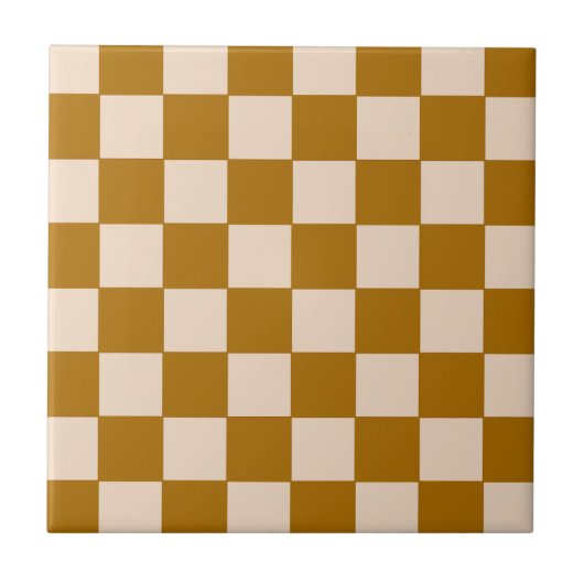 Warmes Beige-Schachbrettmuster Fliese (Vorderseite)