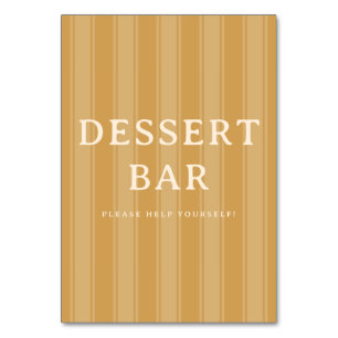 Warmes Beiges Minimalistisches Dessert-Bar-Schild Tischnummer