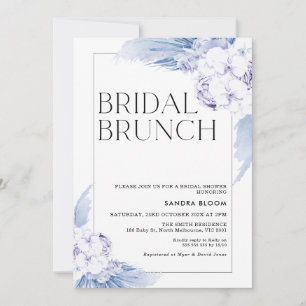 Warmes Blue Boho Pampas Grass Frame Brautparty Einladung