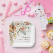 Warmes Bohemisches Orange Blume Brautparty Pappteller (Party)