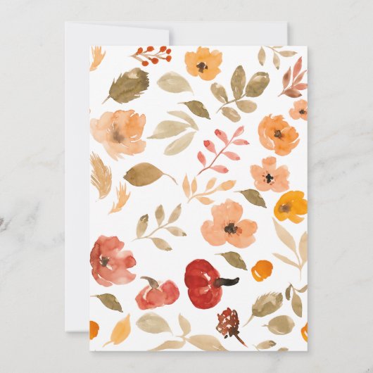 Warmes Boho Kürbis Blumenfall Brautparty Einladung (Rückseite)