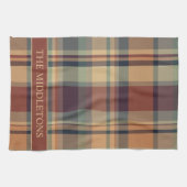 Warmes Braun und Creme Kariert Personalisiert Geschirrtuch (Horizontal)