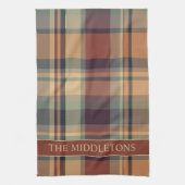 Warmes Braun und Creme Kariert Personalisiert Geschirrtuch (Vertikal)