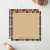 Warmes Braun und Creme Kariert Personalisiert Mitteilungskarte (Vorderseite/Rückseite Beispiel)