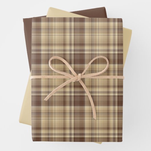 Warmes Brown Kariert Wrapping Paper Geschenkpapier Set (Beispiel)