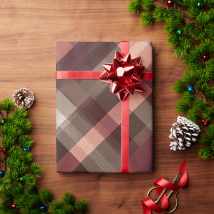 Warmes Burgunderbraun Herbst-Ton Plaid-Muster Geschenkpapier