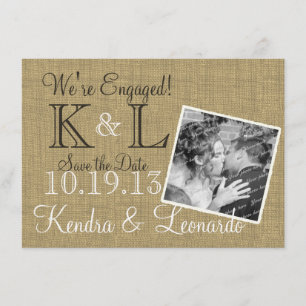 Warmes Burlap Rustikales Land Save the Date