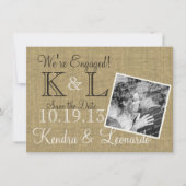 Warmes Burlap Rustikales Land Save the Date (Vorderseite)