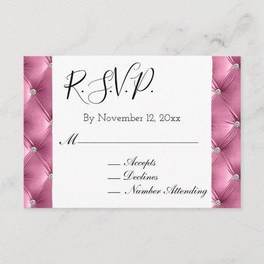 Warmes Chic Soft Pink Imitats Velvet Wedding RSVP Begleitkarte (Vorderseite)