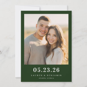 Warmes Dunkelgrün Minimalistisches Foto Save The Date