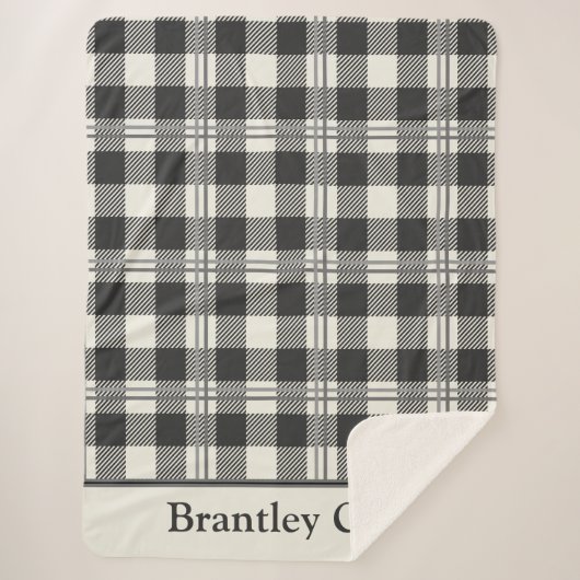 Warmes dunkles Grau von White Buffalo Kariert Sherpadecke (Vorderseite)