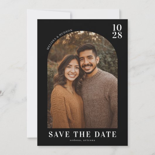 Warmes erdige moderne Foto Save The Date (Vorderseite)