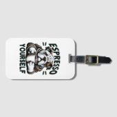 Warmes Espresso Bulldog - Cosy Coffee Gepäckanhänger (Vorderseite (Horizontal))
