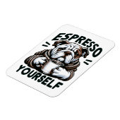 Warmes Espresso Bulldog - Cosy Coffee Magnet (Linke Seite)
