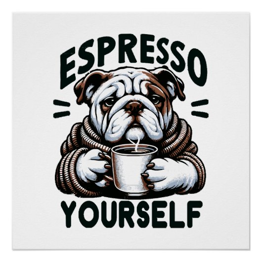 Warmes Espresso Bulldog - Cosy Coffee Poster (Vorderseite)
