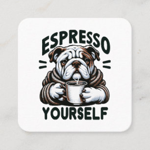 Warmes Espresso Bulldog - Cosy Coffee Quadratische Visitenkarte
