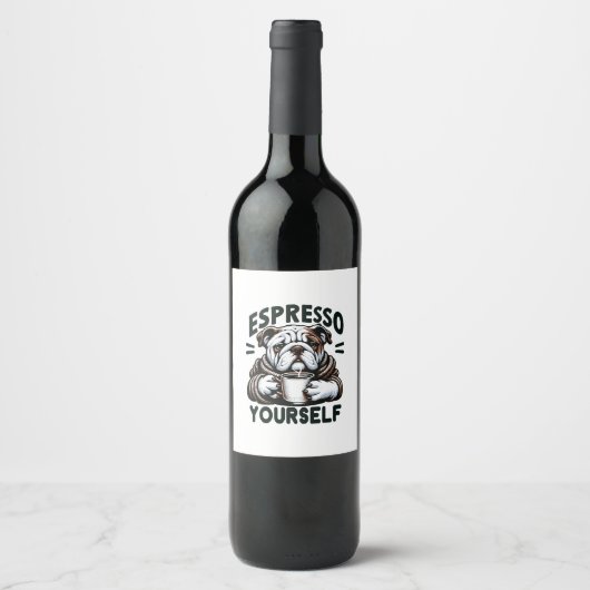 Warmes Espresso Bulldog - Cosy Coffee Weinetikett (Vorderseite)
