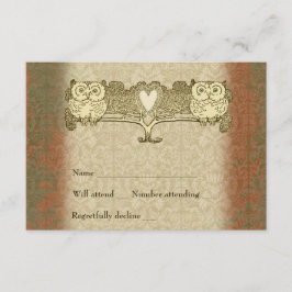 Warmes Farbrotes Gold Vintag Owl uAwg mit Umschlag RSVP Karte