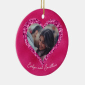 Warmes Foto mit Diamanten für den Herzrahmen Keramik Ornament (Rechts)