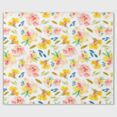 Warmes Gelb und Rosa Wasserfarben Geschenkpapier (Flach)