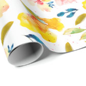 Warmes Gelb und Rosa Wasserfarben Geschenkpapier (Rolleneckpunkt)