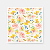 Warmes Gelb und Rosa Wasserfarben Serviette (Vorderseite)