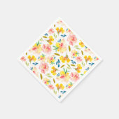 Warmes Gelb und Rosa Wasserfarben Serviette (Ecke)