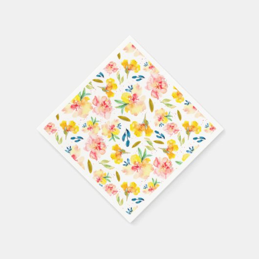Warmes Gelb und Rosa Wasserfarben Serviette (Ecke)